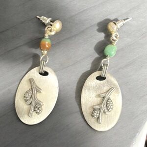 Pine Cone & Turquoise Handcrafted Earrings, Nature lover gift, beautiful jewelry